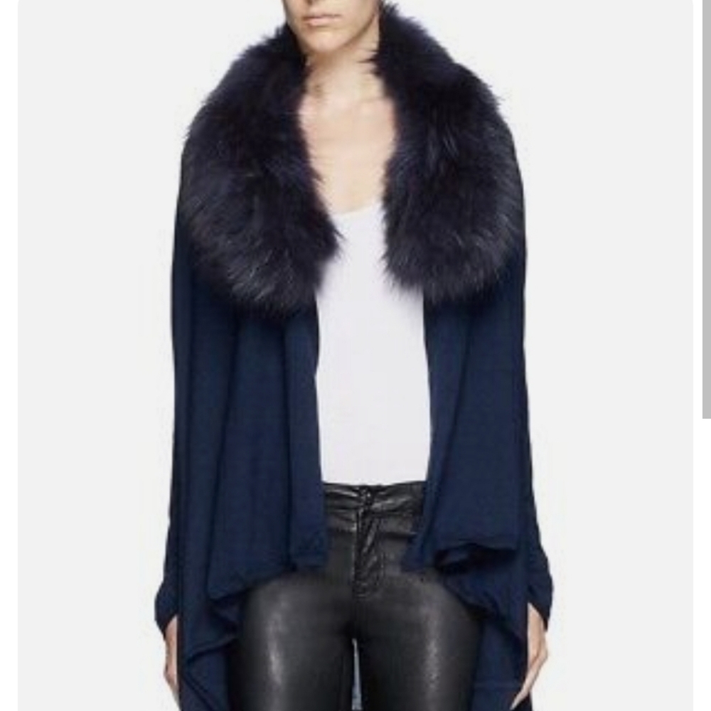 Alice and Olivia Fox Fur Cashmere Blend Cardigan